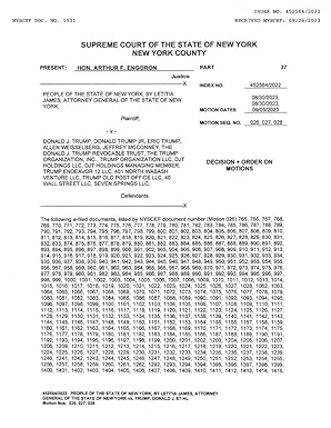 New York v. Donald J. Trump and et al: New York
Fraud “Decision on the merits” -- September 26, 2023
