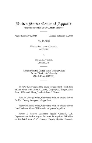 UNITED STATES OF AMERICA, APPELLEE v. DONALD J.
TRUMP, APPELLANT Presidential Immunity Appeal No.
1:23-cr-00257-1): A contention that is unsupported
